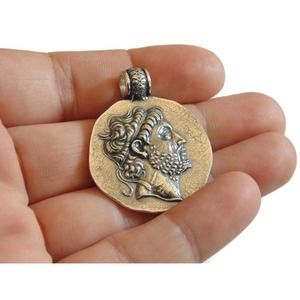 Ancient Coin Philip King of Macedon Artisan Copy Pendant Medal Sterling Silver
